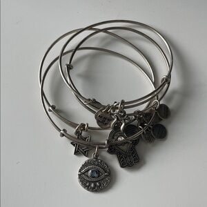 Alex & Ani Silver Charm Bangle Set